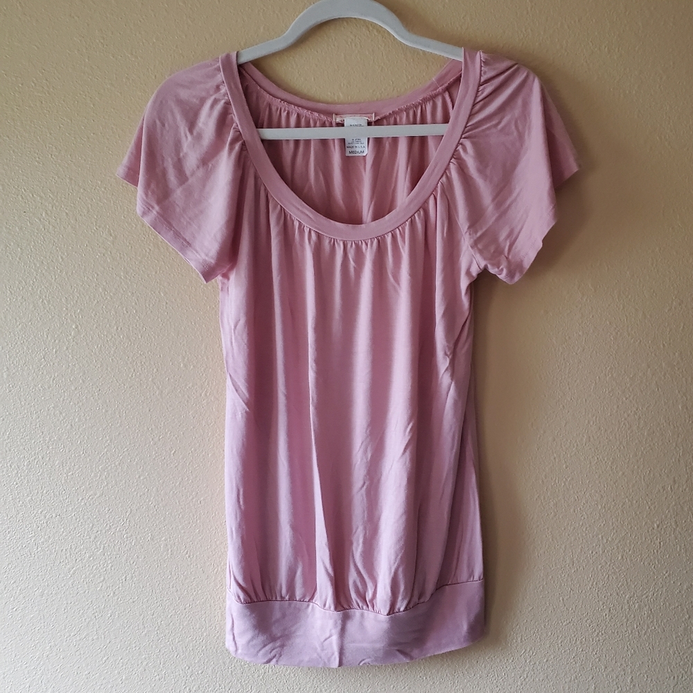 Loose-fit Pink Scoop neck Top